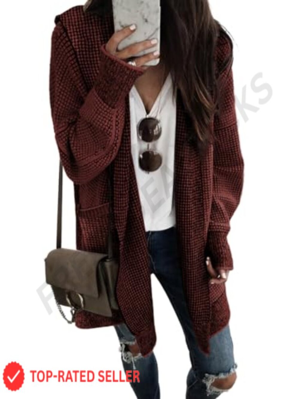 Open Front Hooded Cardigan Chunky Knit Oversized Sweater